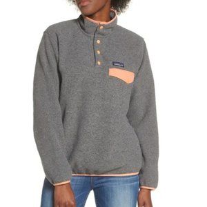 Women's Lightweight Synchilla Snap-T Gray & Peach Fleece Pullover Size M